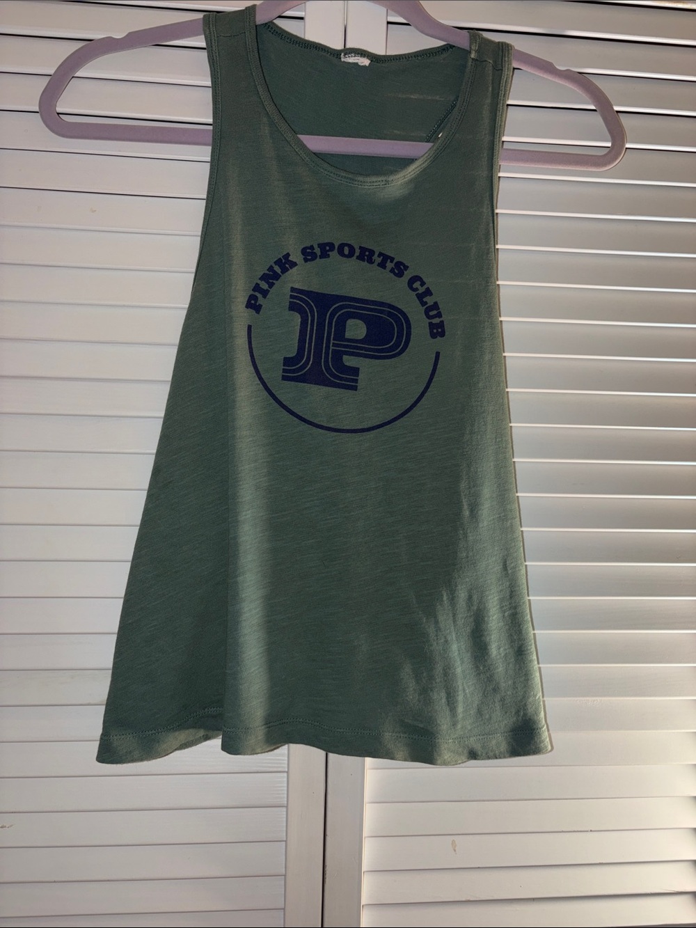 Victoria’s Secret Pink Green Cotton Cropped Racerback Pink Sports Logo Small